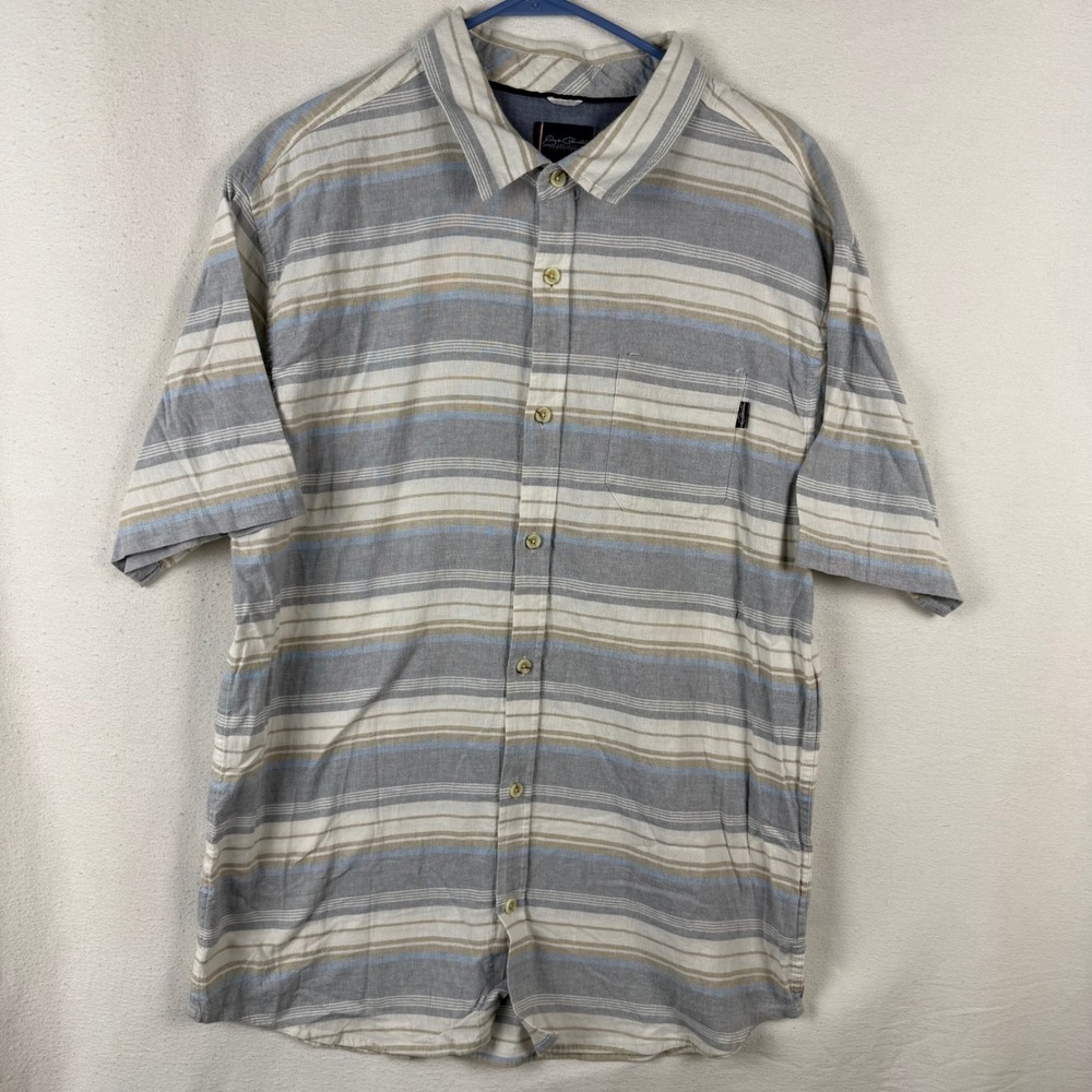 Jack O'Neill Collection Button Shirt Mens XL Grey Blue Striped  Short Sleeve - Picture 3 of 5